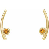 Citrine Ear Climber Earrings - 14K Yellow Gold