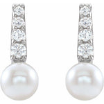 Freshwater Pearl & Diamond 1/6 ctw Earring - Henry D Jewelry