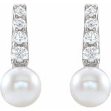Freshwater Pearl & Diamond 1/6 ctw Earring - Henry D Jewelry