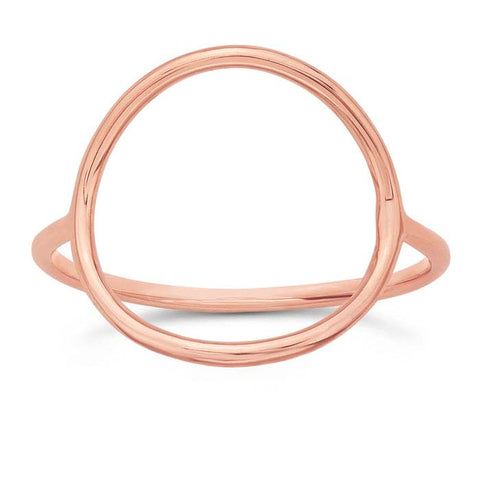 Open Circle Ring Size 8 - 18K Heavy Rose Gold Plated Sterling Silver