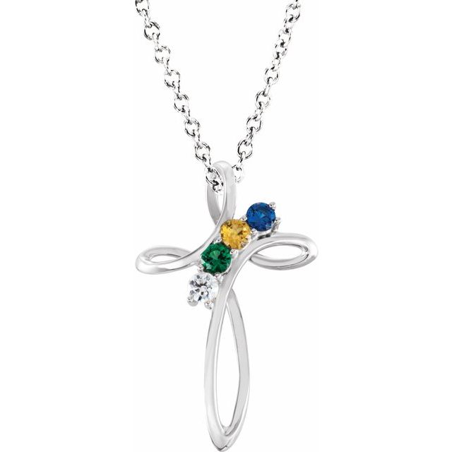 Family birthstone cross deals necklace