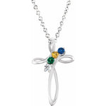 Family Birthstone Cross Necklace