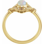 Ethiopian Opal, Pink Sapphire & Diamond Ring .06 ctw