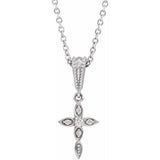 Petite Diamond Cross .03 ctw  Necklace 16-18" - Henry D Jewelry
