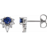 Blue Sapphire & Diamond Earrings 1/6 ctw