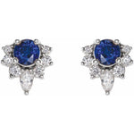 Blue Sapphire & Diamond Earrings 1/6 ctw