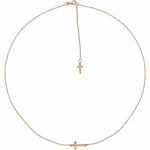 Diamond Sideways Cross 1/10 ctw Necklace 16-18" - Henry D Jewelry