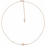 Diamond Sideways Cross 1/10 ctw Necklace 16-18" - Henry D Jewelry