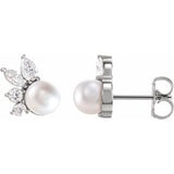 Akoya Pearl & Diamond .05 ctw Earring - Henry D Jewelry