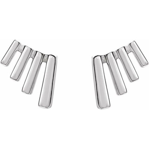 Fan Ear Climber Earrings - Sterling Silver