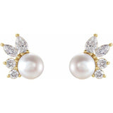 Akoya Pearl & Diamond .05 ctw Earring - Henry D Jewelry