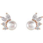 Akoya Pearl & Diamond .05 ctw Earring - Henry D Jewelry