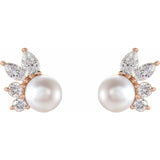 Akoya Pearl & Diamond .05 ctw Earring - Henry D Jewelry