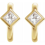 Princess Cut Diamond J-Hoop Earrings 1/3 ctw