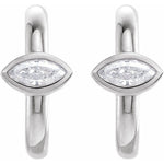 Marquise Diamond J-Hoop Earrings 1/8 ctw