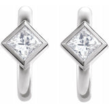 Princess Cut Diamond J-Hoop Earrings 1/3 ctw