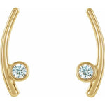 Diamond Ear Climber Earrings 1/5 ctw - 14K Yellow Gold