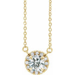 Diamond Halo Necklace 1/8 ctw 18" - Henry D Jewelry