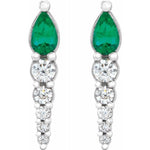 Emerald & Diamond Drop Earrings 1/4 ctw