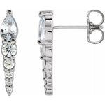 White Sapphire & Diamond Drop Earrings 1/4 ctw - 14K White Gold