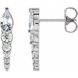 White Sapphire & Diamond Drop Earrings 1/4 ctw - 14K White Gold