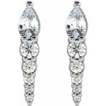 White Sapphire & Diamond Drop Earrings 1/4 ctw - 14K White Gold