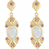 Ethiopian Opal & Pink Sapphire Earrings