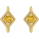 Yellow Sapphire Geometric Hoop Earrings - 14K Yellow Gold