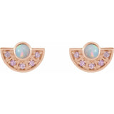 Ethiopian Opal & Pink Sapphire Earrings