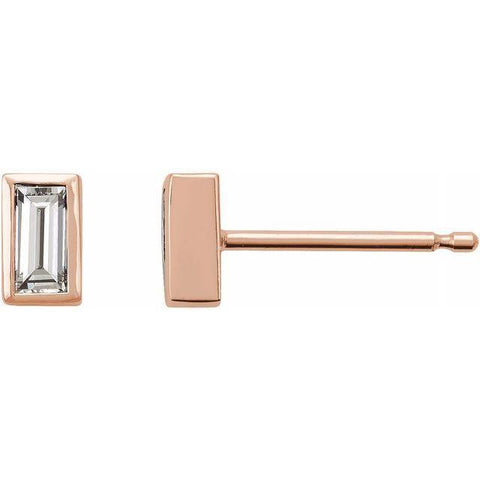 Bezel-Set Baguette Diamond Earrings 1/8 ctw - Henry D