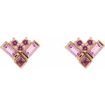 Multi Gemstone Earrings - 14K Rose Gold