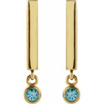 Aquamarine Bar Dangle Earrings - Henry D