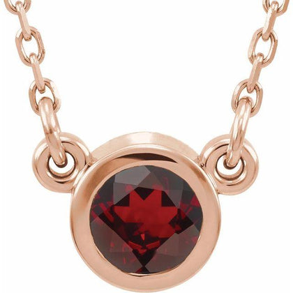 Mozambique Garnet Solitaire Necklace 16" - Henry D Jewelry