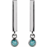 Aquamarine Bar Dangle Earrings - Henry D