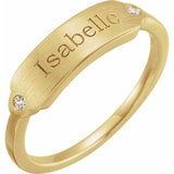 Engravable Rectangle Diamond Signet Ring .03ctw