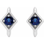 Blue Sapphire Geometric Hoop Earring - Henry D Jewelry