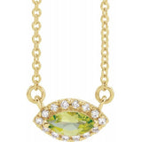 Peridot & Diamond Halo .06 ctw Necklace 18" - Henry D Jewelry