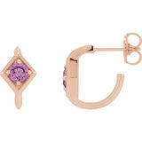 Pink Sapphire Geometric Hoop Earring - Henry D Jewelry
