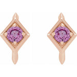 Pink Sapphire Geometric Hoop Earring - Henry D Jewelry