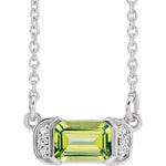 Peridot & Diamond Bar .02 ctw Necklace 16" - Henry D Jewelry