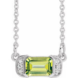 Peridot & Diamond Bar .02 ctw Necklace 16" - Henry D Jewelry