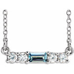 Aquamarine & Diamond Bar 1/5 ctw Necklace 18" - Henry D Jewelry