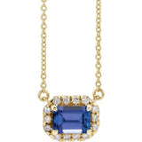 Tanzanite & Diamond Halo 1/8 ctw Necklace 18" - Henry D Jewelry