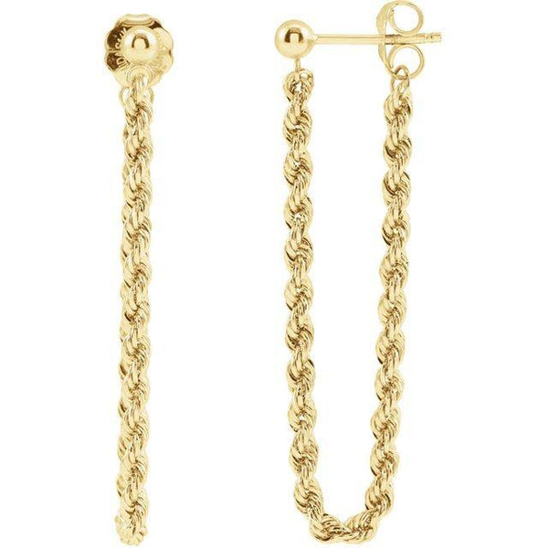 Front to fashion Back Interlock Circles Earring Real 14K Yellow Gold