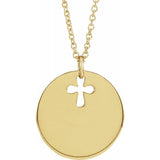 Pierced Cross Engravable Disc Necklace