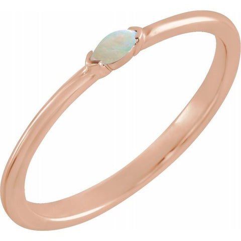 Ethiopian Opal Stackable Ring - 14K Rose Gold