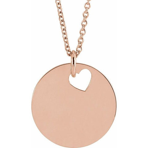 Pierced Heart Engravable Disc Necklace