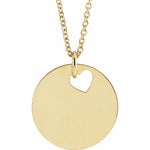 Pierced Heart Engravable Disc Necklace