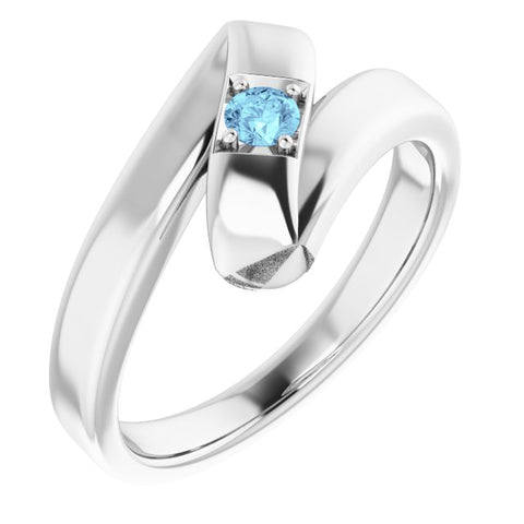 Engravable 1 Stone Family Ring - Sterling Silver