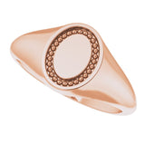 Engravable Oval Beaded Signet Ring